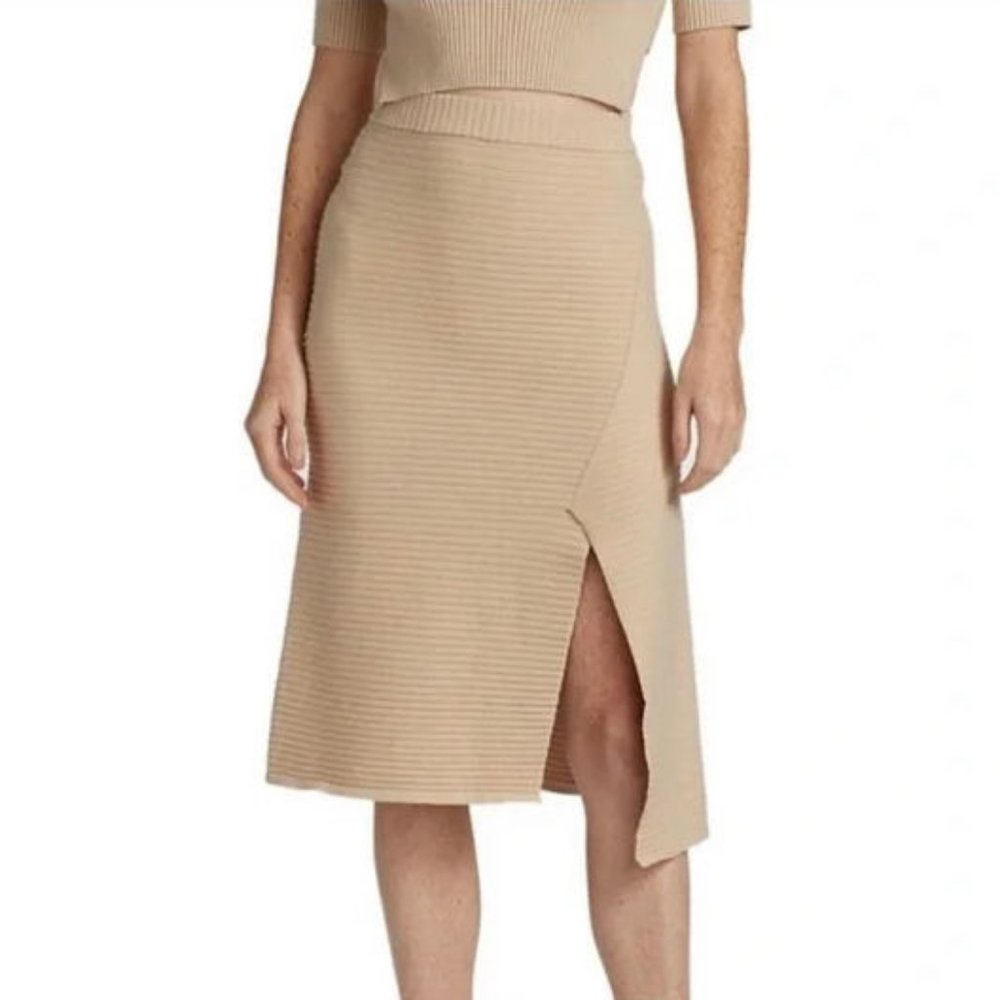 NAADAM Beige Ribbed Skirt With Slit